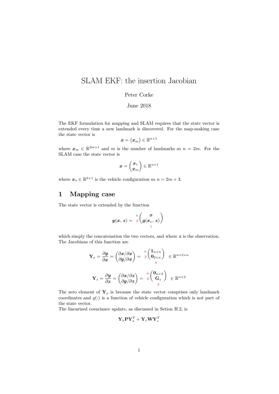 Preview of SLAM EKF: the insertion Jacobian