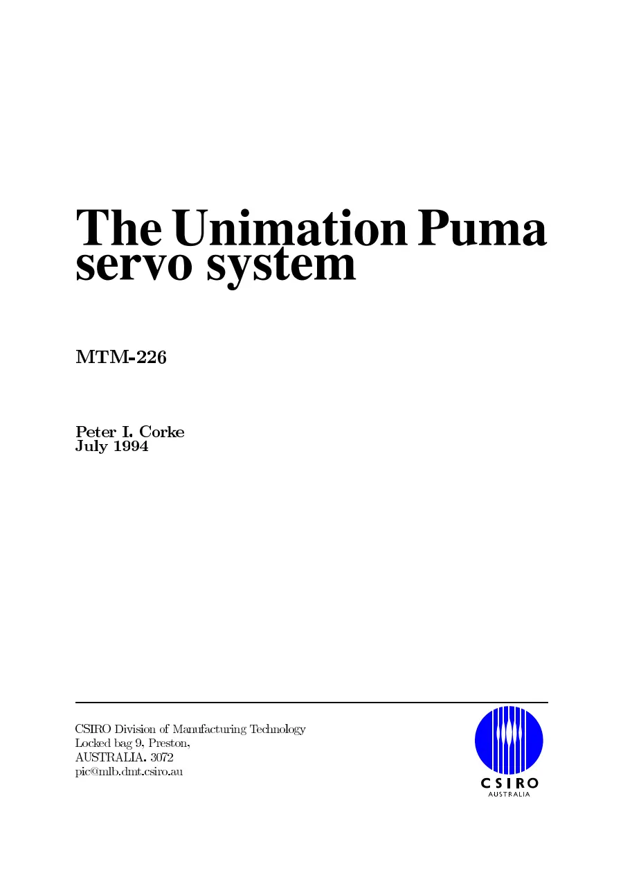 Preview of The Unimation Puma servo system