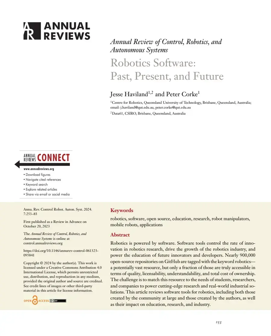 Preview of Robotics Software: Past, Present, and Future