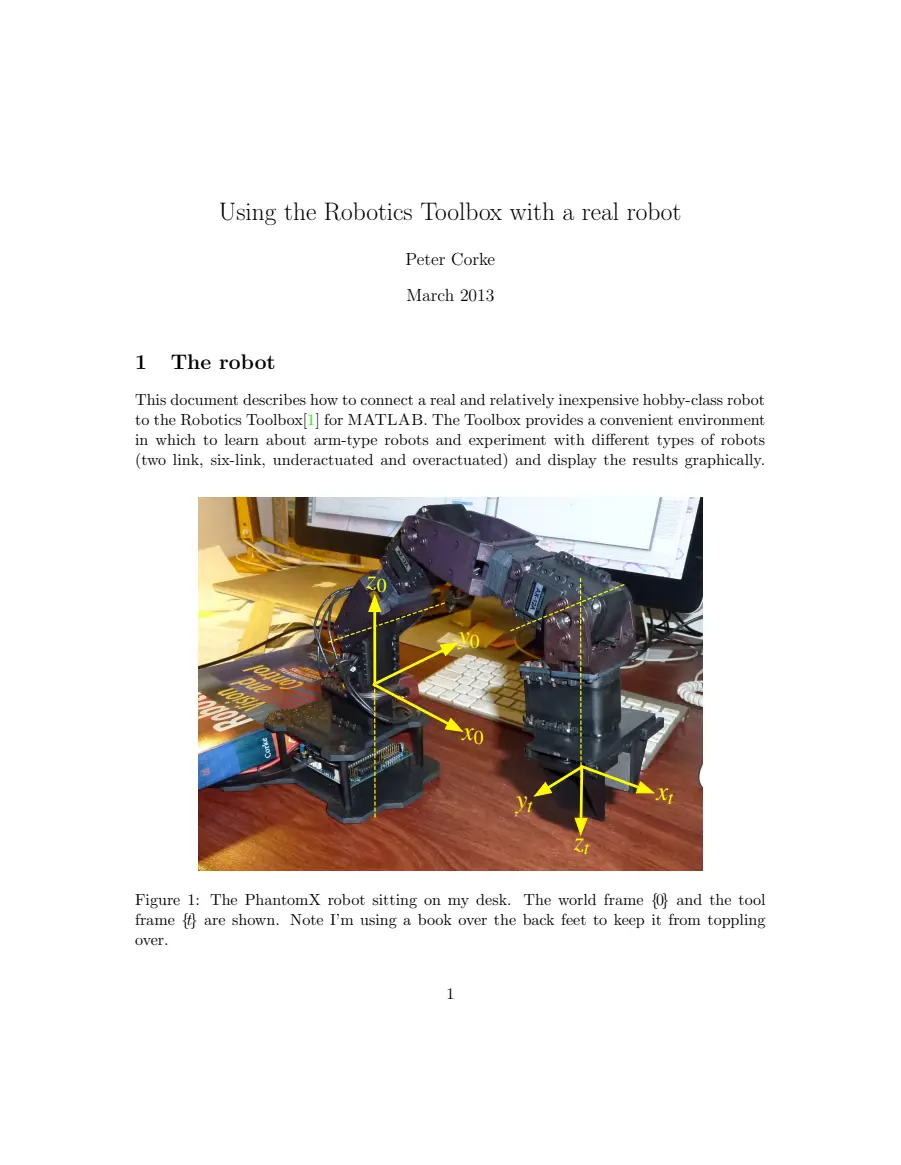 Preview of Using the Robotics Toolbox with a real robot