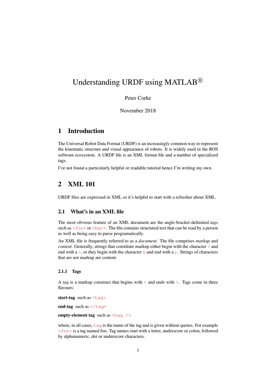 Preview of Understanding URDF using MATLAB