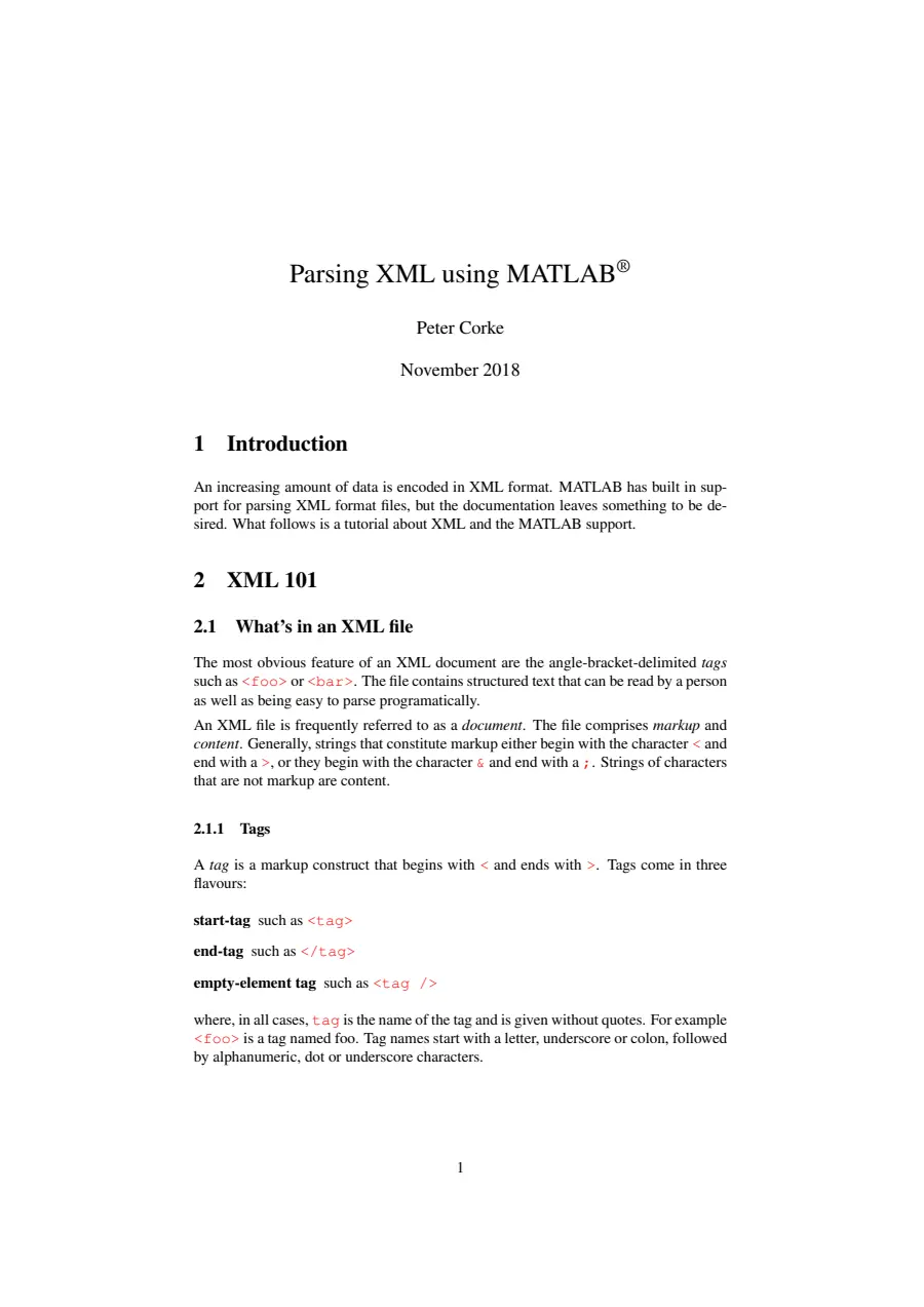 Preview of Parsing XML using MATLAB